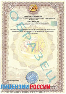 Образец сертификата соответствия (приложение) Майкоп Сертификат ISO 13485